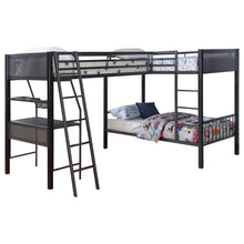 Load image into Gallery viewer, Meyers Metal Twin Over Twin Bunk Bed with Twin Loft Black
