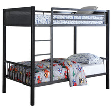 Load image into Gallery viewer, Meyers Twin Over Twin Metal Bunk Bed Black and Gunmetal
