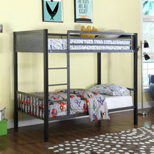 Load image into Gallery viewer, Meyers Twin Over Twin Metal Bunk Bed Black and Gunmetal
