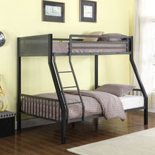 Load image into Gallery viewer, Meyers Twin Over Full Metal Bunk Bed Black and Gunmetal
