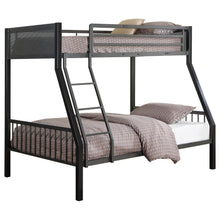 Load image into Gallery viewer, Meyers Metal Twin Over Full Bunk Bed with Twin Loft Black
