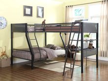 Load image into Gallery viewer, Meyers 2-piece Metal Twin Over Full Bunk Bed Set Black and Gunmetal
