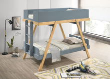 Load image into Gallery viewer, Frankie Wood Twin Over Twin Bunk Bed Blue and Natural
