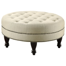 Load image into Gallery viewer, Elchin Round Upholstered Tufted Ottoman Oatmeal
