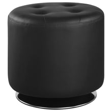 Load image into Gallery viewer, Bowman Round Upholstered Ottoman Black
