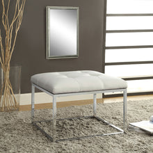 Load image into Gallery viewer, Swanson Upholstered Tufted Ottoman White and Chrome
