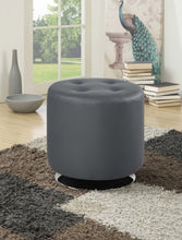 Load image into Gallery viewer, Bowman Round Upholstered Ottoman Grey
