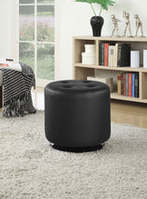 Load image into Gallery viewer, Bowman Round Upholstered Ottoman Black
