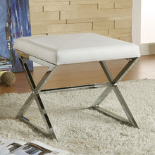 Load image into Gallery viewer, Rita X-cross Square Ottoman White and Chrome
