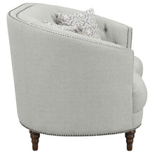 Load image into Gallery viewer, Avonlea Sloped Arm Upholstered Loveseat Trim Grey
