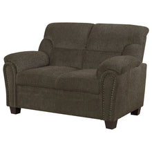 Load image into Gallery viewer, Clementine Upholstered Loveseat with Nailhead Trim Brown
