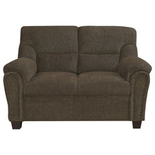 Load image into Gallery viewer, Clementine Upholstered Loveseat with Nailhead Trim Brown
