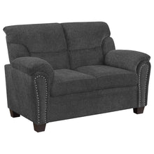 Load image into Gallery viewer, Clementine Upholstered Loveseat with Nailhead Trim Grey
