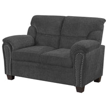 Load image into Gallery viewer, Clementine Upholstered Loveseat with Nailhead Trim Grey
