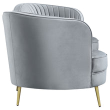Load image into Gallery viewer, Sophia Upholstered Sofa with Camel Back Grey and Gold
