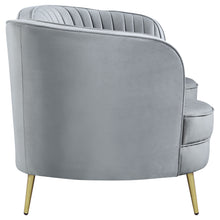Load image into Gallery viewer, Sophia 2-piece Upholstered Living Room Set with Camel Back Grey and Gold
