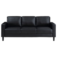 Load image into Gallery viewer, Ruth 2-piece Upholstered Track Arm Faux Leather Sofa Set Black
