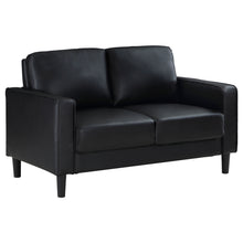 Load image into Gallery viewer, Ruth 2-piece Upholstered Track Arm Faux Leather Sofa Set Black

