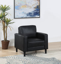 Load image into Gallery viewer, Ruth Upholstered Track Arm Faux Leather Accent Chair Black
