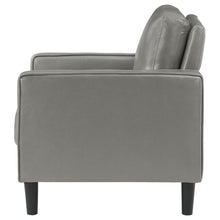 Load image into Gallery viewer, Ruth Upholstered Track Arm Faux Leather Accent Chair Grey
