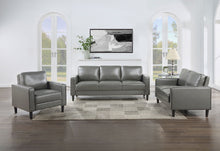 Load image into Gallery viewer, Ruth Upholstered Track Arm Faux Leather Accent Chair Grey
