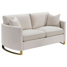 Load image into Gallery viewer, Corliss Upholstered Arched Arms Loveseat Beige
