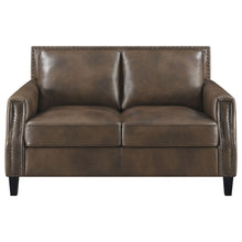 Load image into Gallery viewer, Leaton Upholstered Recessed Arms Loveseat Brown Sugar
