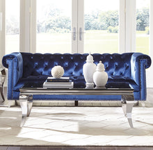 Load image into Gallery viewer, Bleker Tufted Tuxedo Arm Sofa Blue
