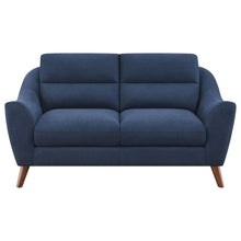 Load image into Gallery viewer, Gano Sloped Arm Upholstered Loveseat Navy Blue
