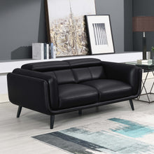 Load image into Gallery viewer, Shania Track Arms Loveseat with Tapered Legs Black
