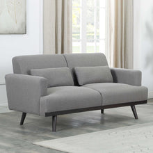 Load image into Gallery viewer, Blake Upholstered Loveseat with Track Arms Sharkskin and Dark Brown
