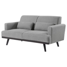 Load image into Gallery viewer, Blake Upholstered Loveseat with Track Arms Sharkskin and Dark Brown

