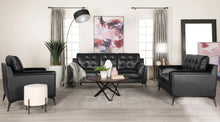 Load image into Gallery viewer, Moira Upholstered Tufted Loveseat with Track Arms Black

