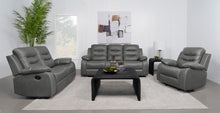 Load image into Gallery viewer, Nova Upholstered Motion Reclining Loveseat Dark Grey
