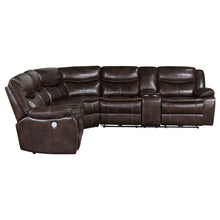 Load image into Gallery viewer, Sycamore Upholstered Power Reclining Sectional Sofa Dark Brown
