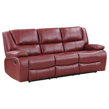 Load image into Gallery viewer, Camila Upholstered Motion Reclining Sofa Red Faux Leather
