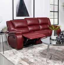 Load image into Gallery viewer, Camila Upholstered Motion Reclining Sofa Red Faux Leather

