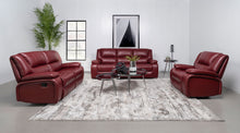 Load image into Gallery viewer, Camila Upholstered Motion Reclining Loveseat Red Faux Leather
