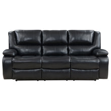 Load image into Gallery viewer, Camila Upholstered Motion Reclining Sofa Black
