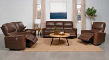 Load image into Gallery viewer, Greenfield Upholstered Power Recliner Chair Saddle Brown
