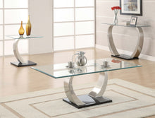 Load image into Gallery viewer, Pruitt Glass Top End Table Clear and Satin
