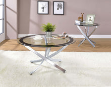 Load image into Gallery viewer, Brooke Glass Top End Table Chrome and Black
