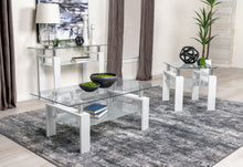 Load image into Gallery viewer, Dyer Square Glass Top End Table With Shelf White

