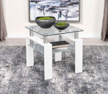 Load image into Gallery viewer, Dyer Square Glass Top End Table With Shelf White
