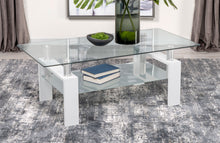 Load image into Gallery viewer, Dyer Rectangular Glass Top Coffee Table With Shelf White

