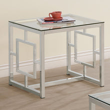 Load image into Gallery viewer, Merced Square Tempered Glass Top End Table Nickel
