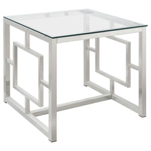 Load image into Gallery viewer, Merced Square Tempered Glass Top End Table Nickel
