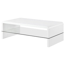 Load image into Gallery viewer, Airell Rectangular Coffee Table with Glass Shelf White High Gloss
