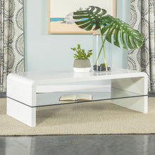 Load image into Gallery viewer, Airell Rectangular Coffee Table with Glass Shelf White High Gloss
