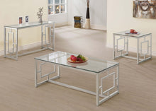 Load image into Gallery viewer, Merced Rectangle Glass Top Sofa Table Nickel
